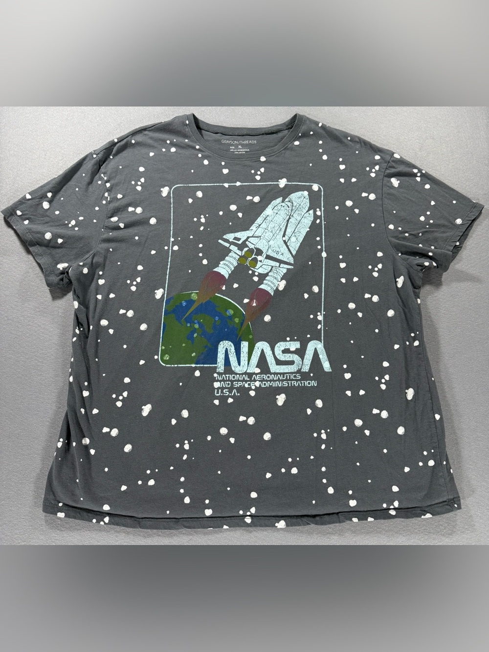 Grayson Threads T Shirt NASA Gray XL Bleach Space Shuttle - Picture 1 of 10